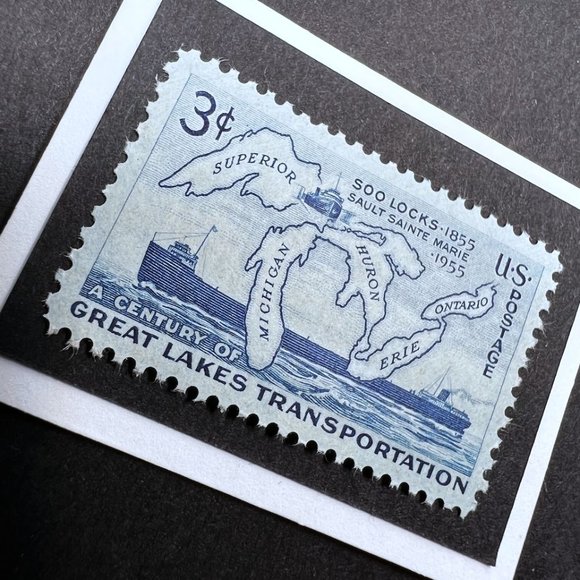 Great Lakes Framed Postage Stamp Art 4x4 USA #1069 - Picture 1 of 4